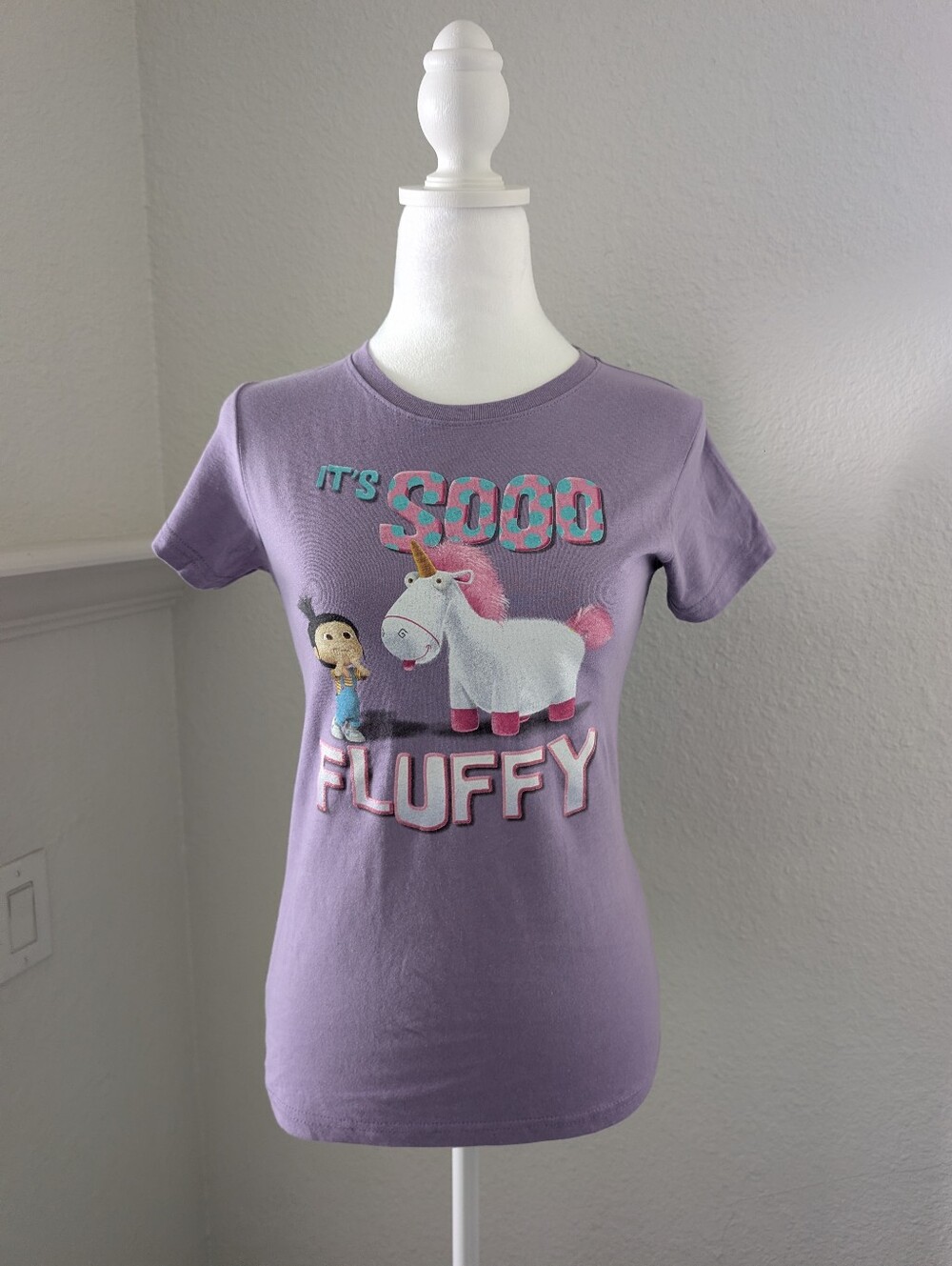 Universal Girls' Lavender Unicorn "It's Sooo Fluffy" Graphic Tee